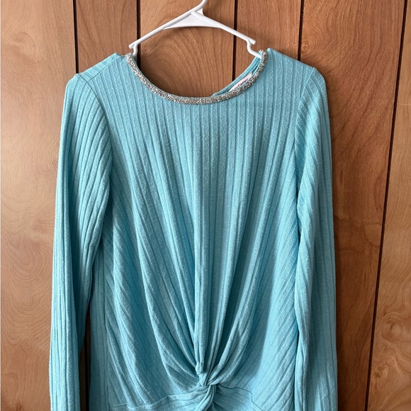 Juicy Couture Tops - Juicy Couture Light Blue Ribbed Long Sleeve Top